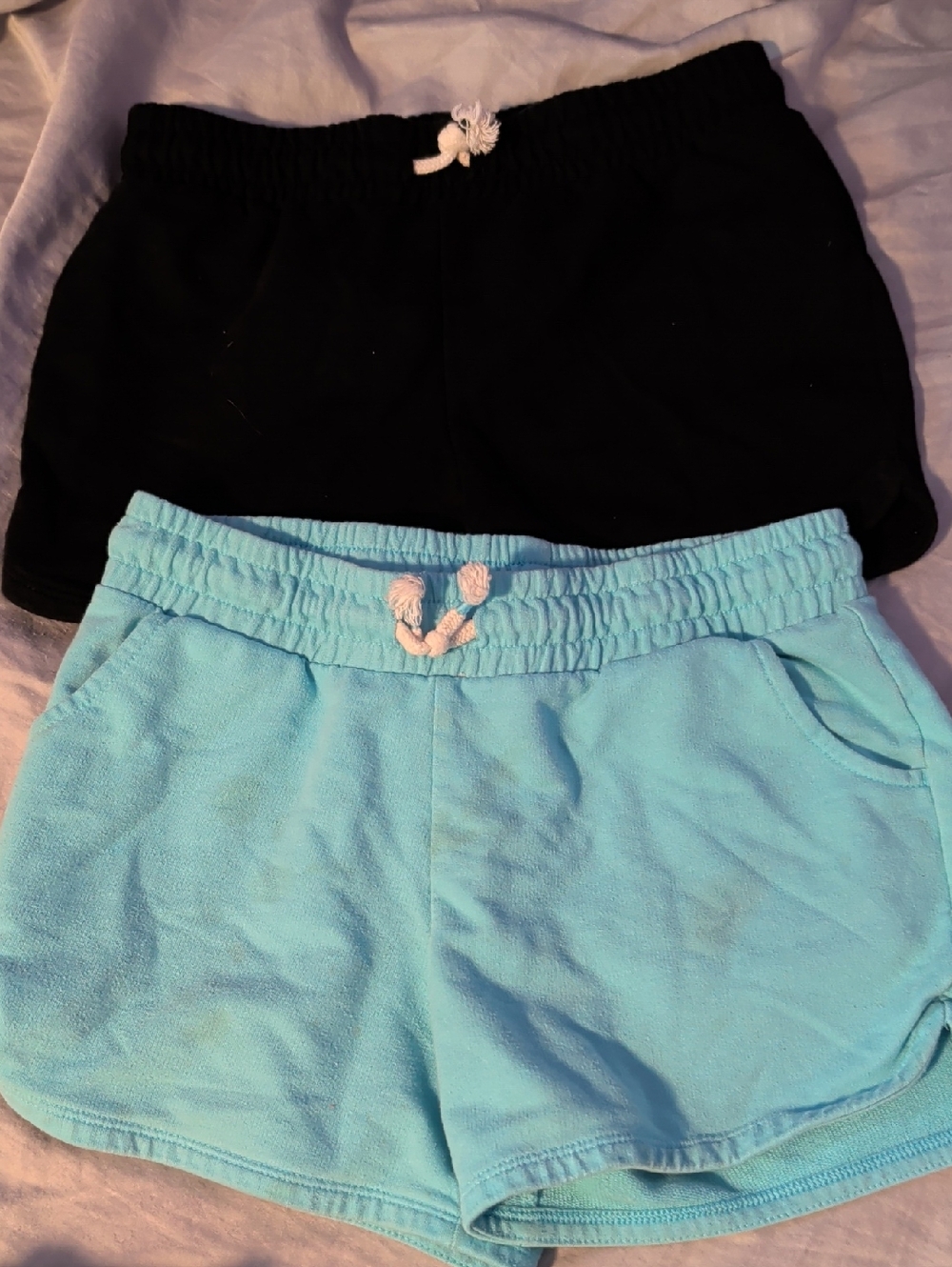 Cat & Jack Size 10/12 Girls  Two-Pack Elastic Waist Shorts in Black & Light Blue